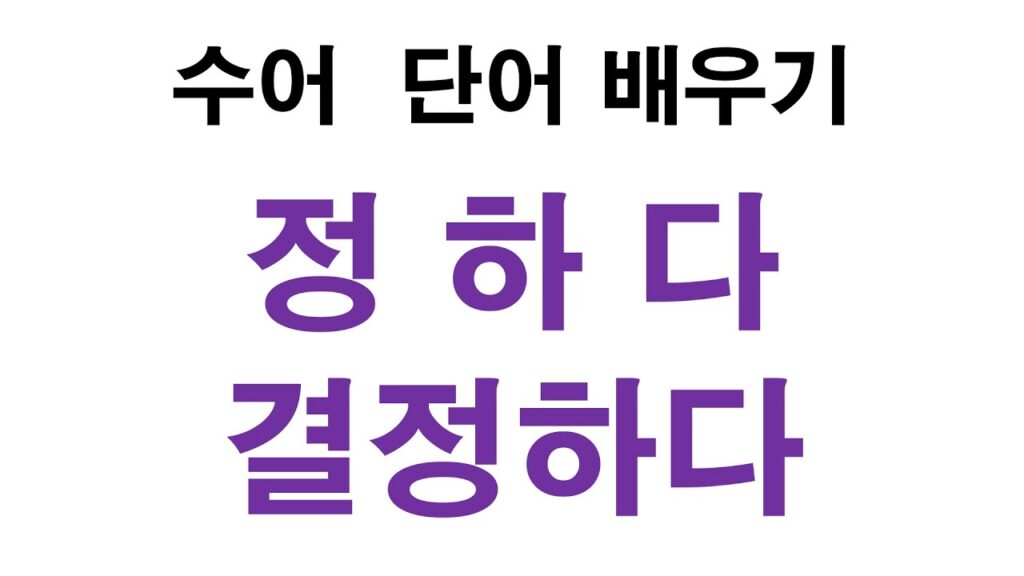 「결정」의 한국수어 표현