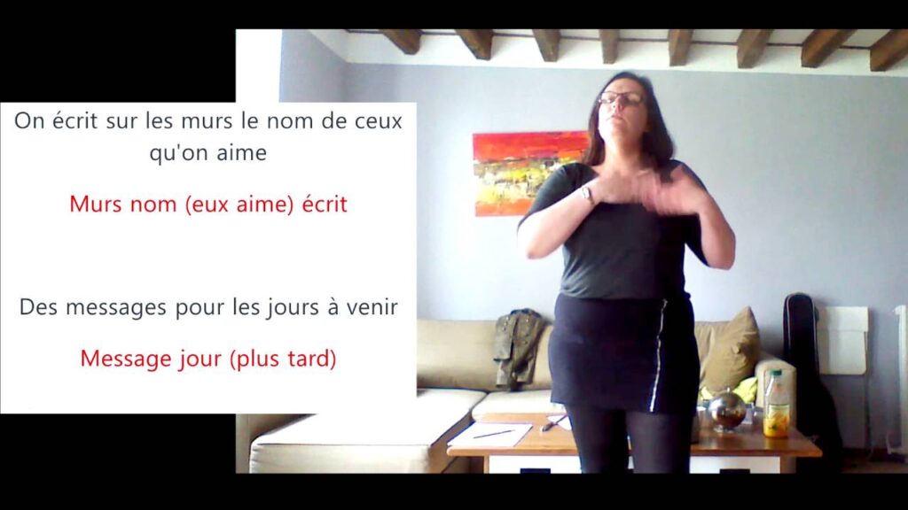 How to sign On Écrit Sur Les Murs Langue Des Signes in ASL